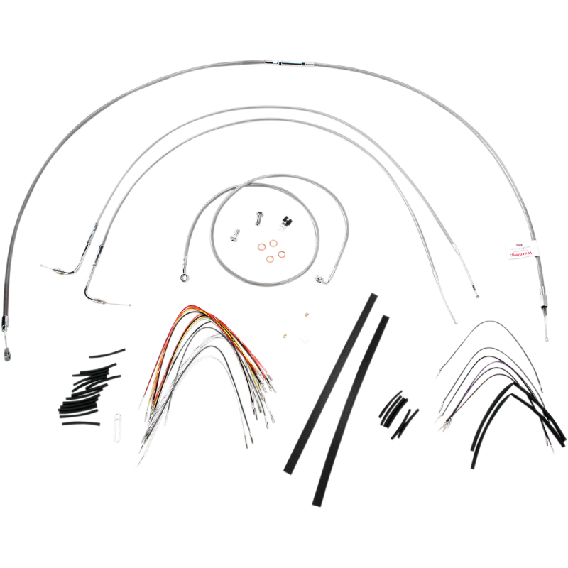 Burly Brand Stainless Steel Handlebar Cable/Line Install Kit, For 16" Ape hanger bar