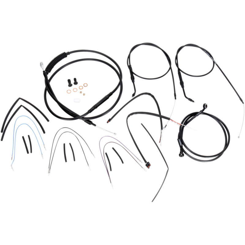 Burly Brand Black Handlebar Cable/Line Install Kit, For 16" Ape hanger bar