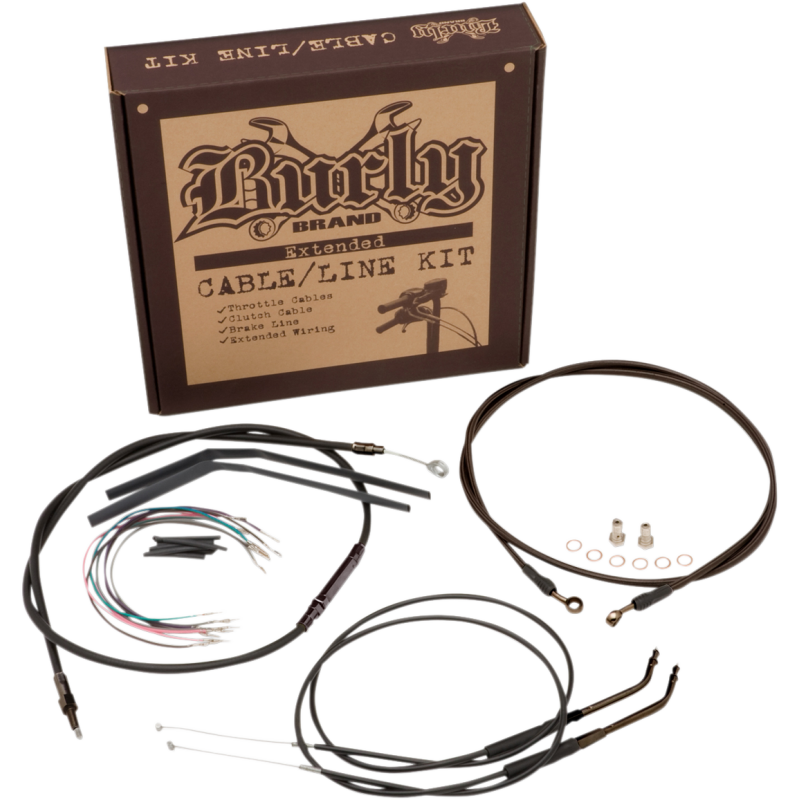 Burly Brand Black Handlebar Cable/Line Install Kit, For 16" Ape hanger bar