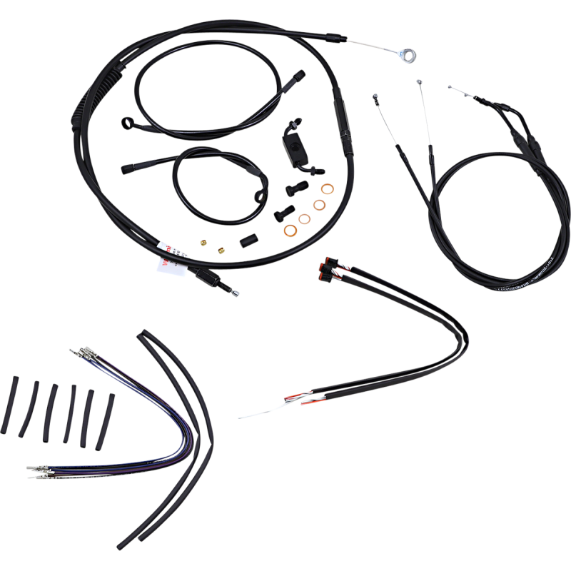 Burly Brand Black Handlebar Cable/Line Install Kit, For 12" Ape hanger bar