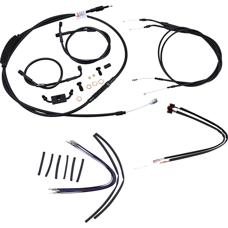 Burly Brand Black Handlebar Cable/Line Install Kit, For 16" Ape hanger bar