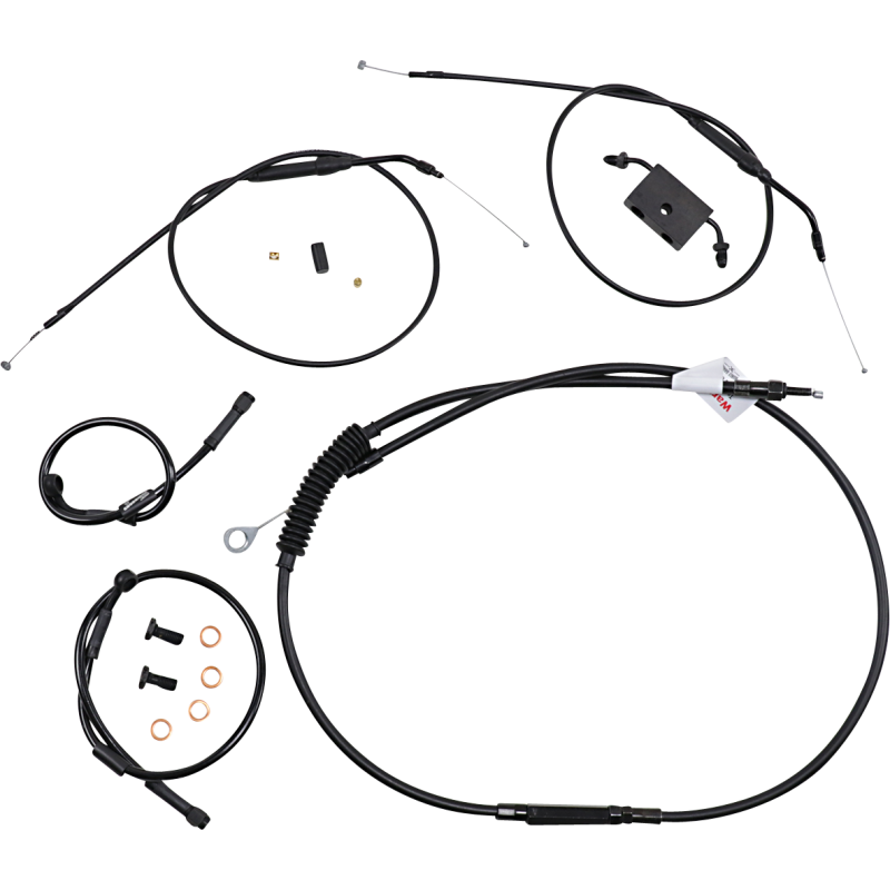 Burly Brand Black Handlebar Cable/Line Install Kit, For 8" stock bars