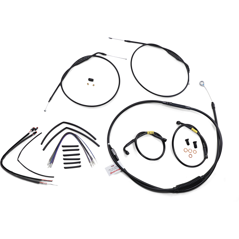Burly Brand Black Handlebar Cable/Line Install Kit, For 14" Narrow Bottom Ape hanger bar