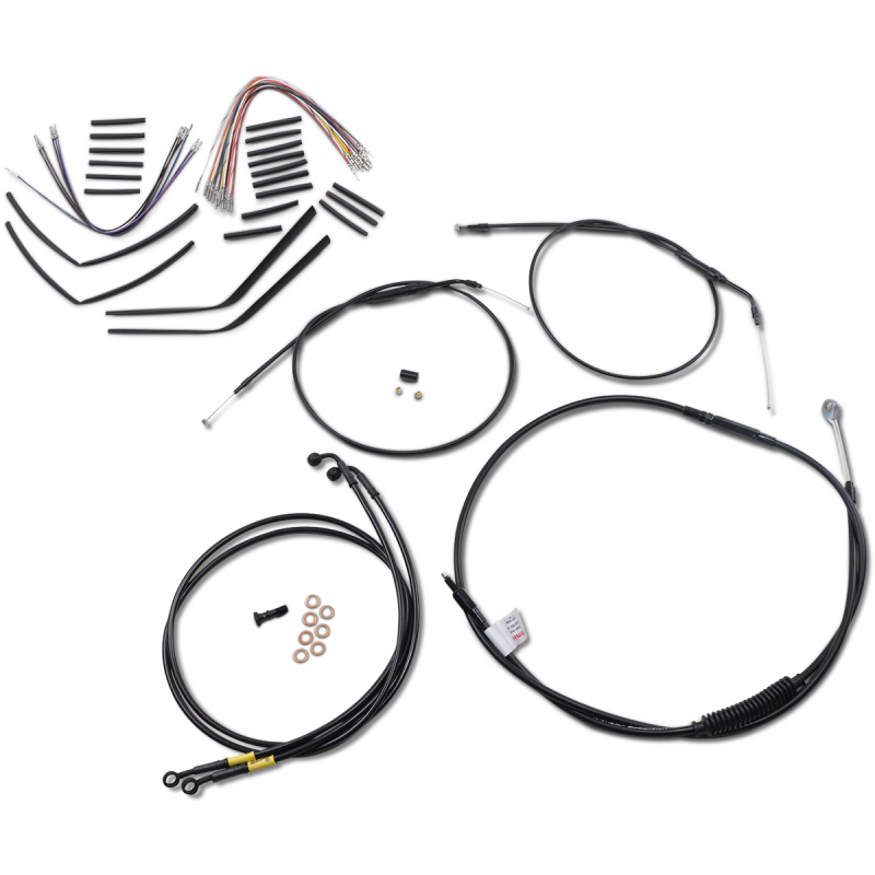 Burly Brand Black Handlebar Cable/Line Install Kit, For 14" Ape hanger bar