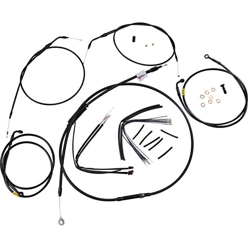 Burly Brand Black Handlebar Cable/Line Install Kit, For 16" Ape hanger bar