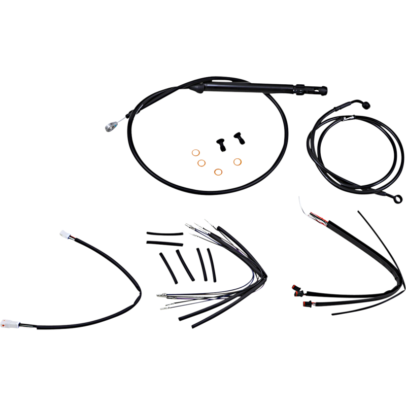 Burly Brand Black Handlebar Cable/Line Install Kit, For 14" Ape hanger bar