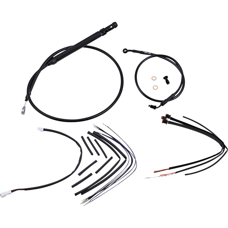 Burly Brand Black Handlebar Cable/Line Install Kit, For 14" Ape hanger bar