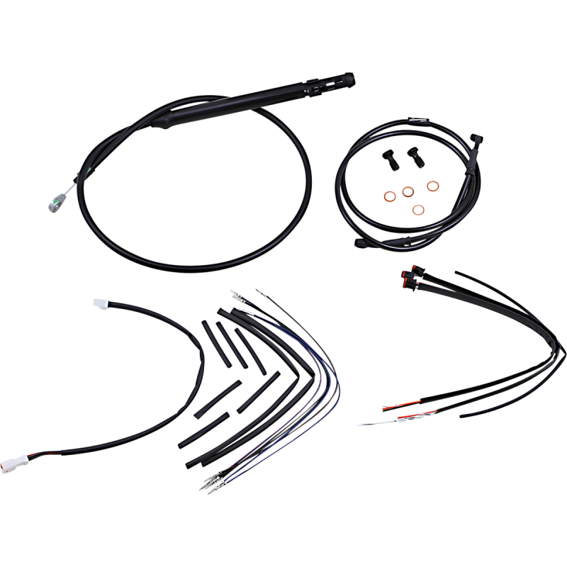 Burly Brand Black Handlebar Cable/Line Install Kit, For 12" Ape hanger bar