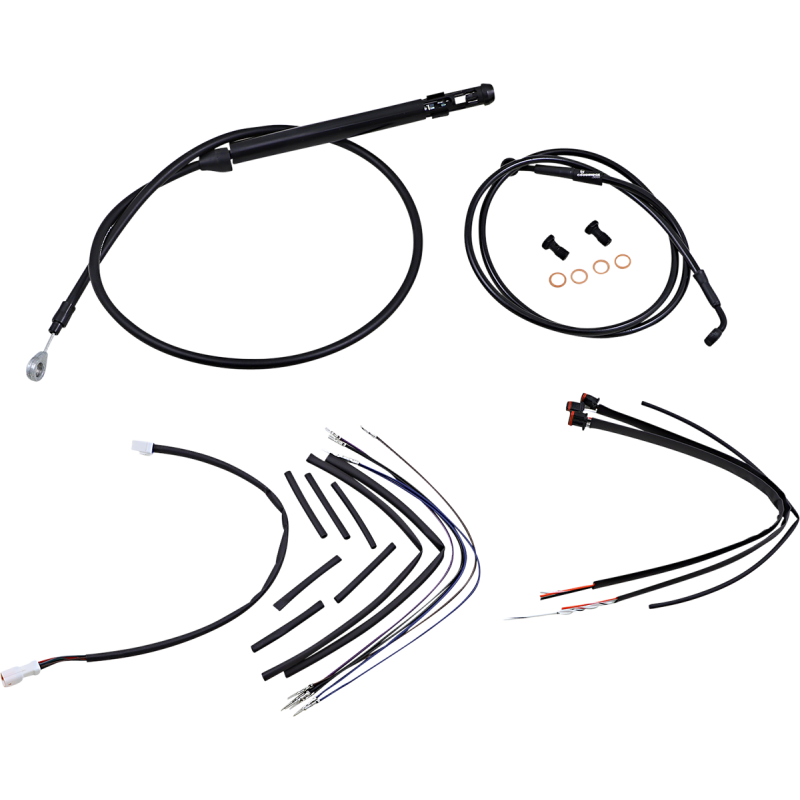 Burly Brand Black Handlebar Cable/Line Install Kit, For 16" Ape hanger bar
