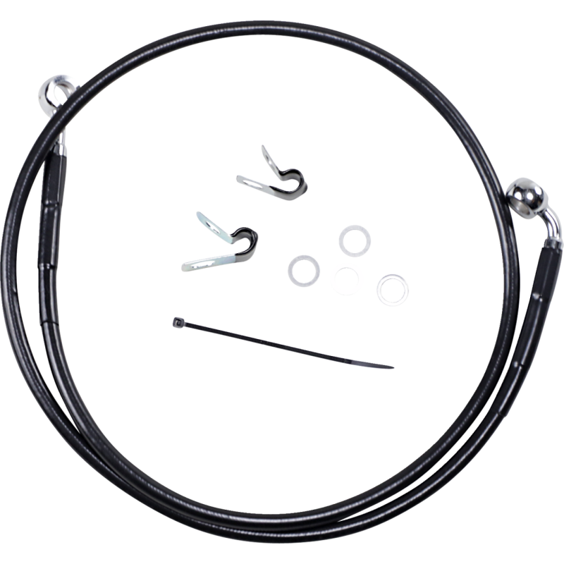 Black Vinyl-Coated Stainless Steel Front Brake Line Kit, +6" Ext