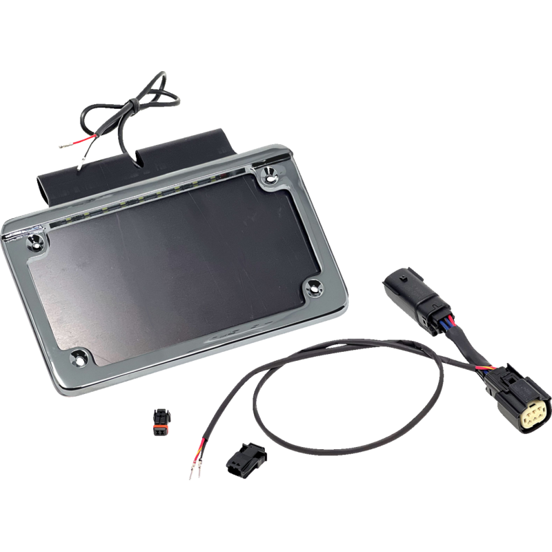 Illuminated Saddlebag License Plate Mount - Chrome Frame