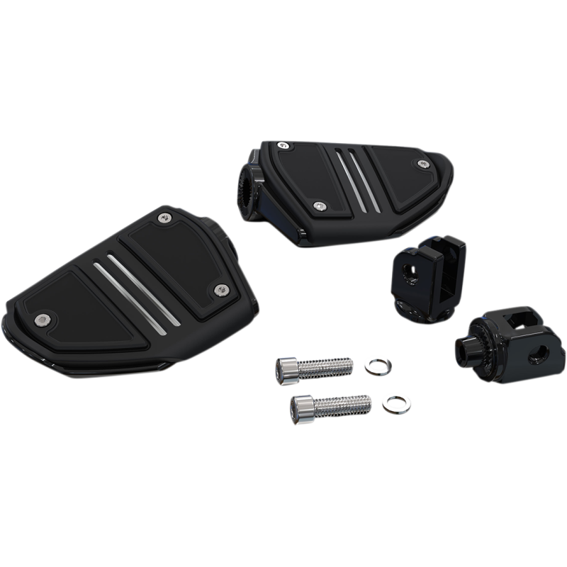 Twin Rail Footrests, Black, Driver Mounts