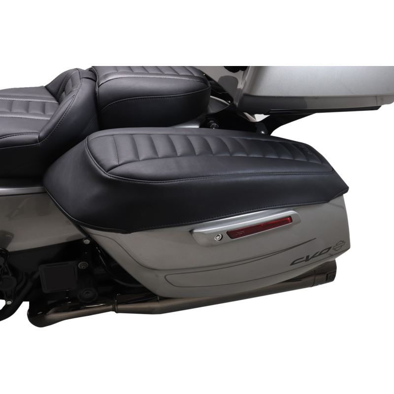 Mustang Saddlebag Lid Cover - Black w/ Gunmetal Stitching