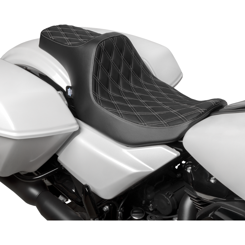 Drag Specialties Predator III Seat, Double Diamond Red Thread