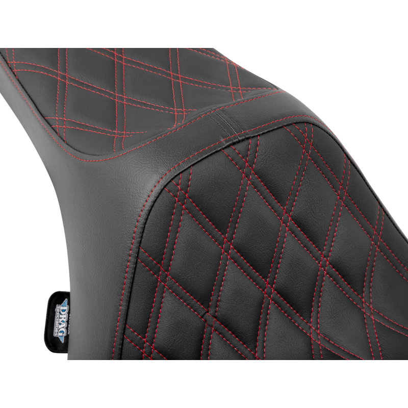 Drag Specialties Predator III Seat, Double Diamond Silver Thread
