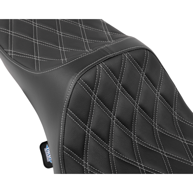 Drag Specialties Extended Reach Predator III 2-Up Seat, Double Diamond Silver Thread