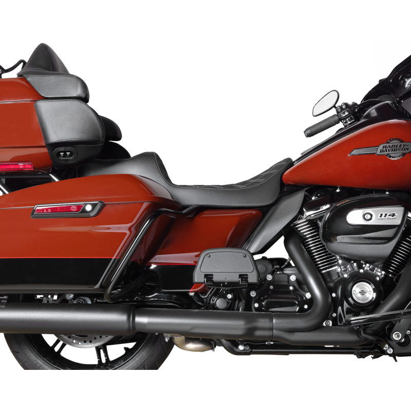 Drag Specialties Extended Reach Predator III 2-Up Seat, Double Diamond Silver Thread