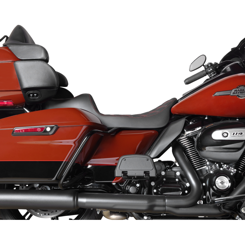 Drag Specialties Extended Reach Predator III 2-Up Seat, Double Diamond Red Thread