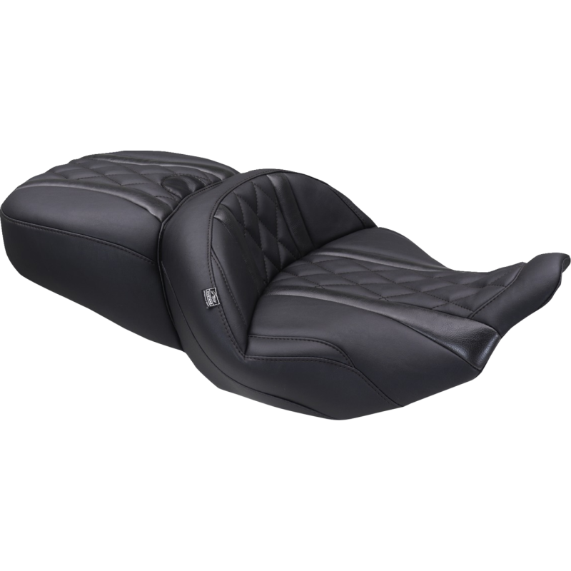 Mustang One-Piece Deluxe Touring Seat - Black w/ black diamond stitching