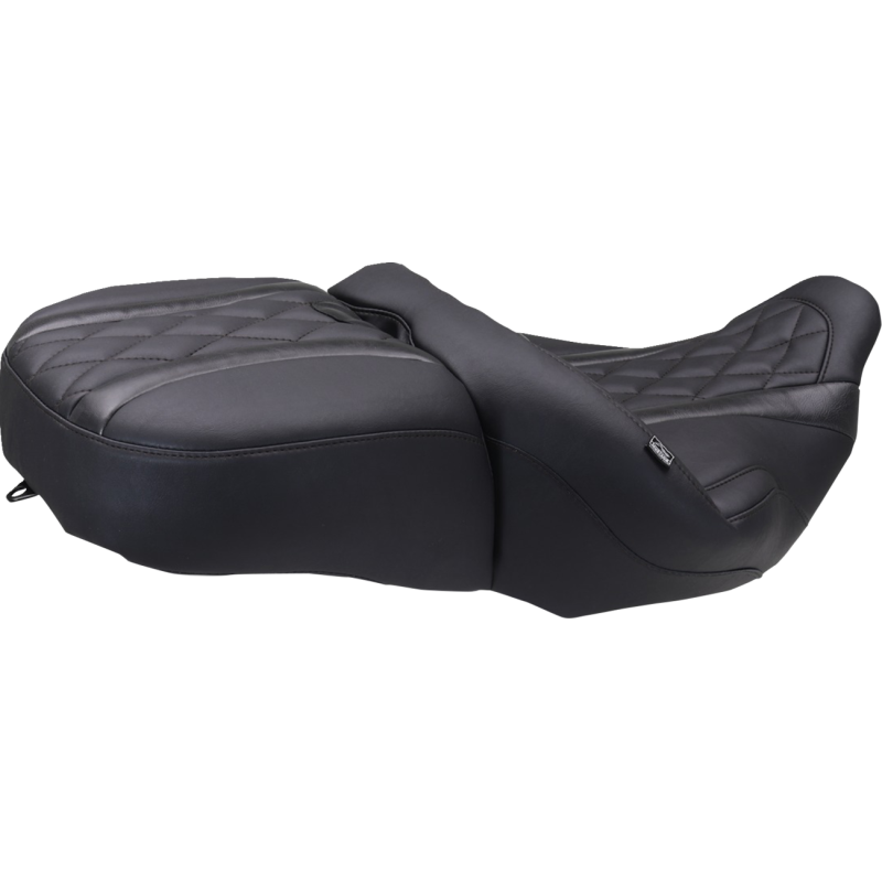 Mustang One-Piece Deluxe Touring Seat - Black w/ black diamond stitching