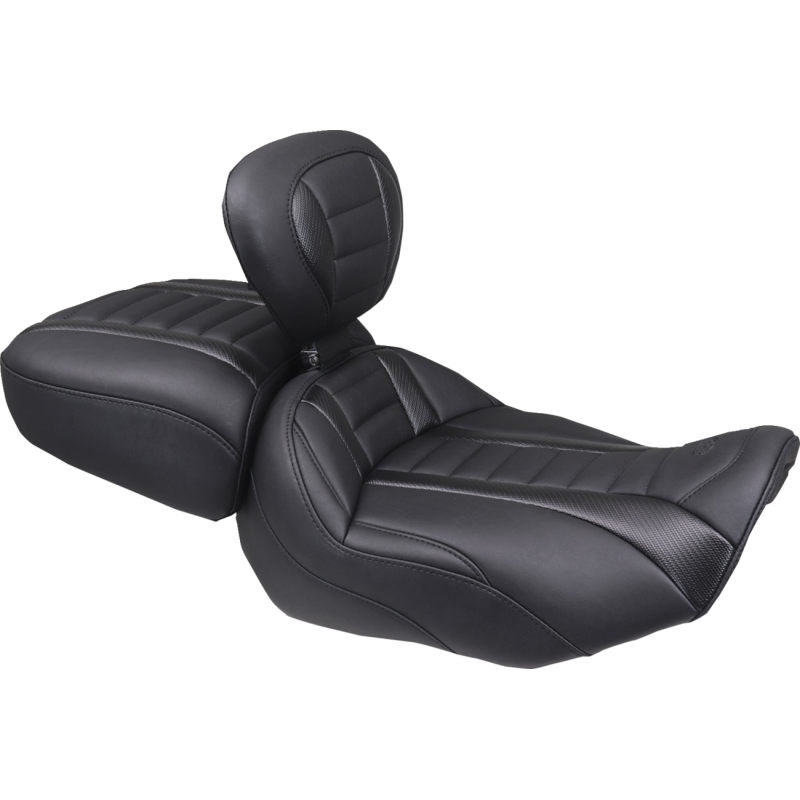 Mustang Deluxe Touring Solo Seat With Backrest, w/ black stitching