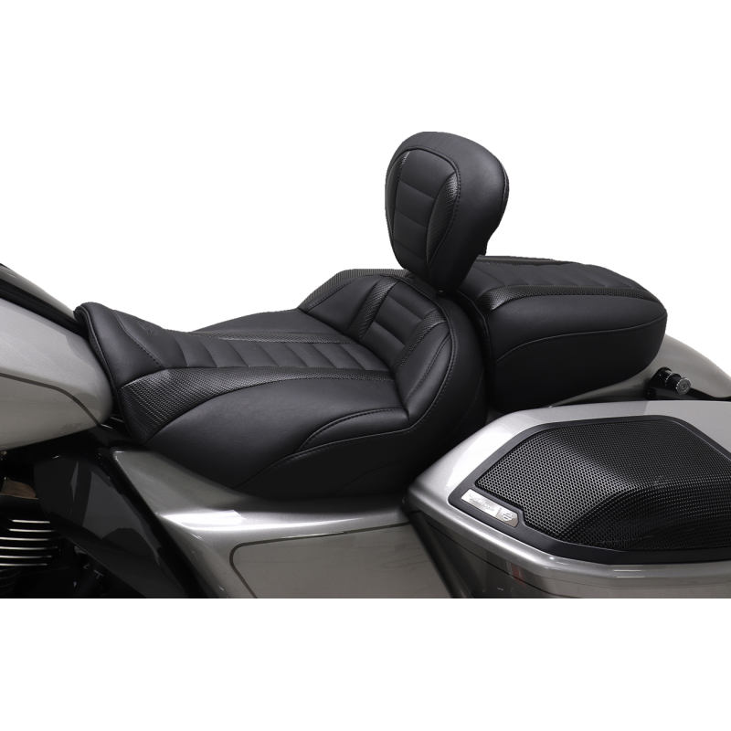 Mustang Deluxe Touring Solo Seat With Backrest, w/ black stitching