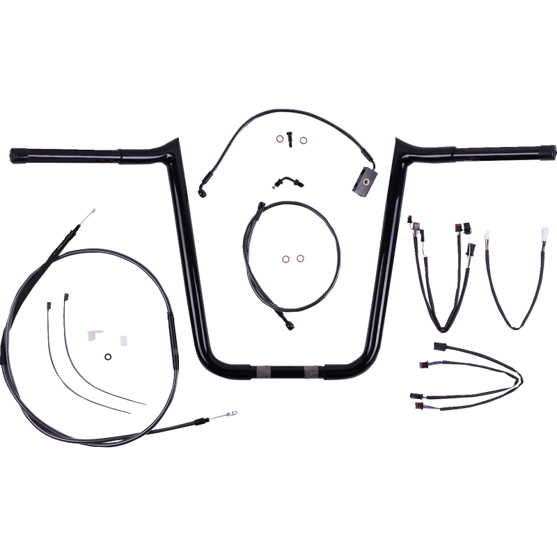 Viking Ape Hanger Bar Kit 16" - Black Chrome/Black Pearl