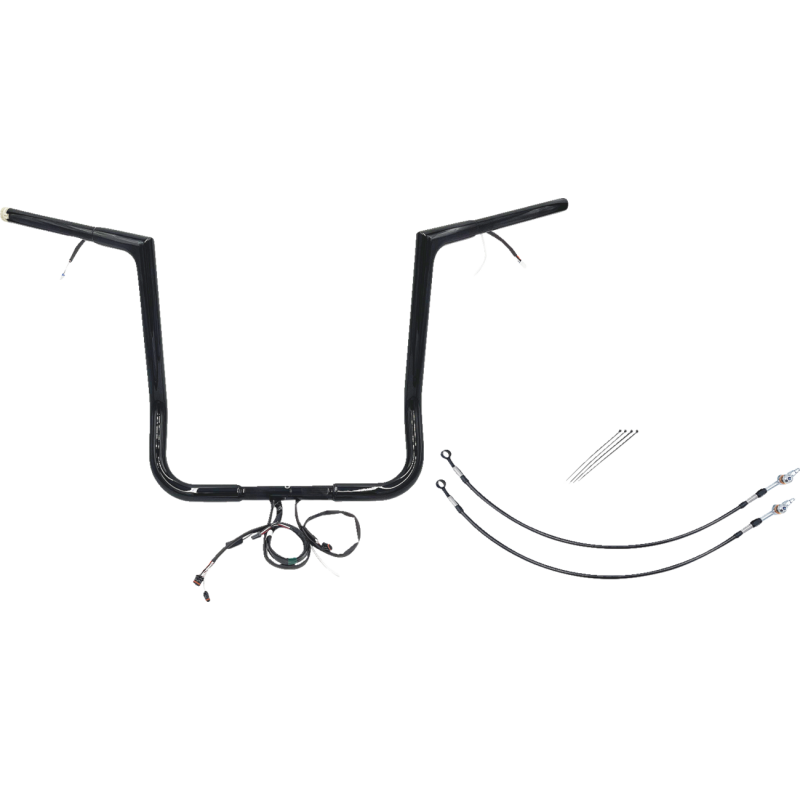 Pre-Wired EZ Install 1 1/4" Flat Top Handlebar Gloss Black 16" Rise