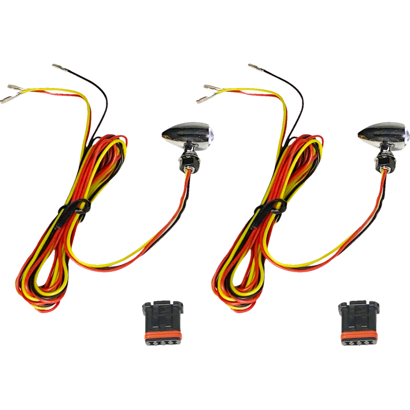 Micro Bullet V2 LED Turn Signals - Amber/Red, Chrome