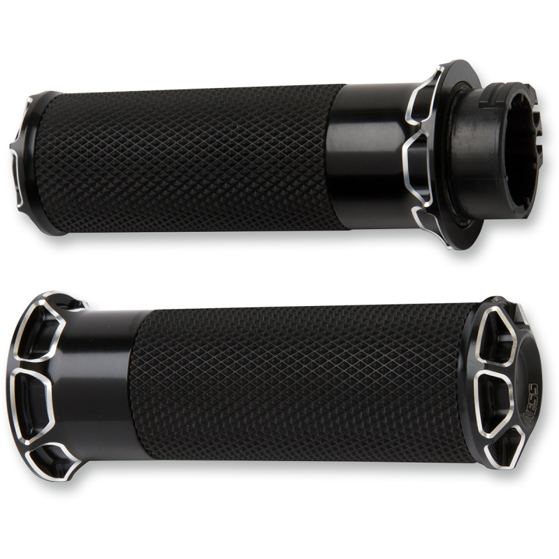 Fusion Beveled Grips - Black Anodized - 99-17 Twin Cam