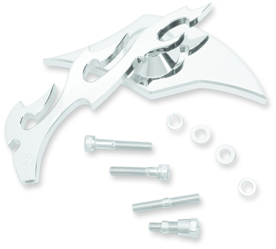 Billet Aluminum Mirror - Chrome Large Flame Left