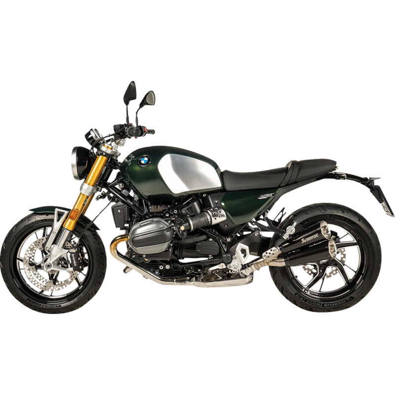 Akrapovič Dual Black Stainless Mufflers w/ Stainless End Caps & Link Pipe for BMW R 12 Series