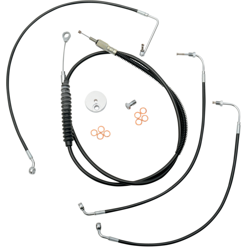 LA Choppers Black Vinyl/Stainless Braided Standard Kit for 08-13 Dresser w/o ABS (12-14in.)