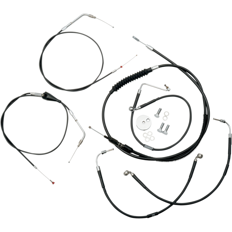 LA Choppers Black Vinyl/Stainless Braided Standard Kit for 07 FLHR/FLTR (15-17in.)