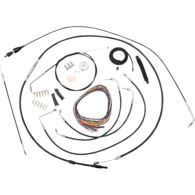 LA Choppers Black Vinyl/Stainless Braided Complete Kit for 99-06 FLHTC/CU, FLHX (12-14in.)