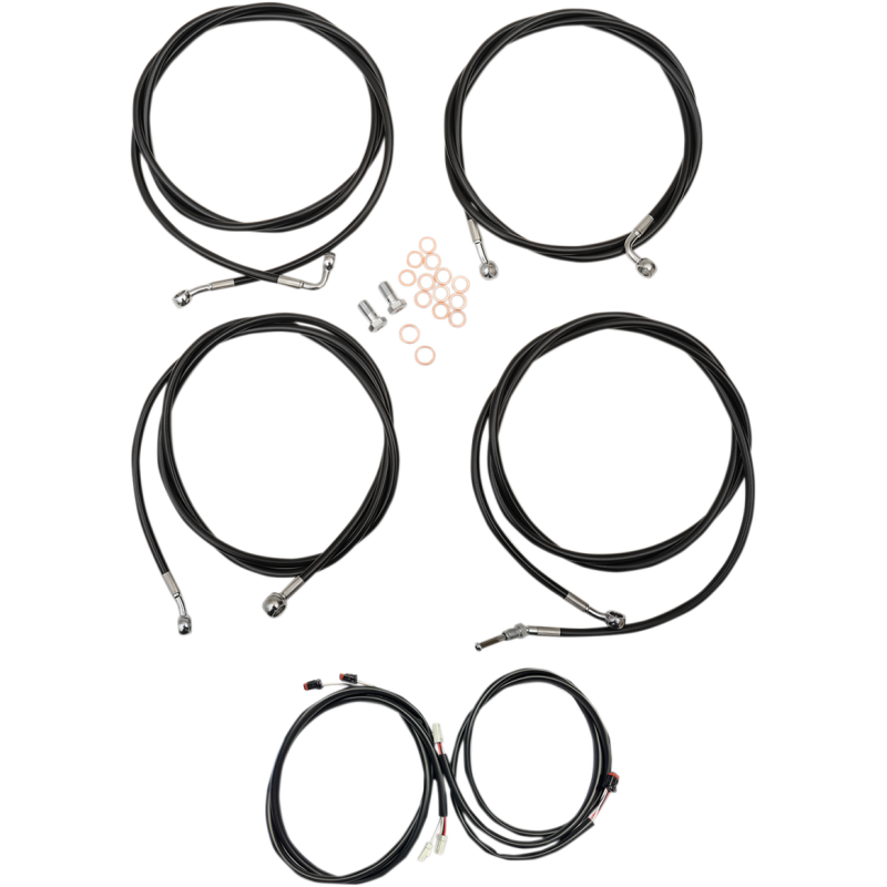 LA Choppers Black Vinyl/Stainless Braided Plug-and-Play Kit for 17-20 Dresser w/ ABS (8-10in.)