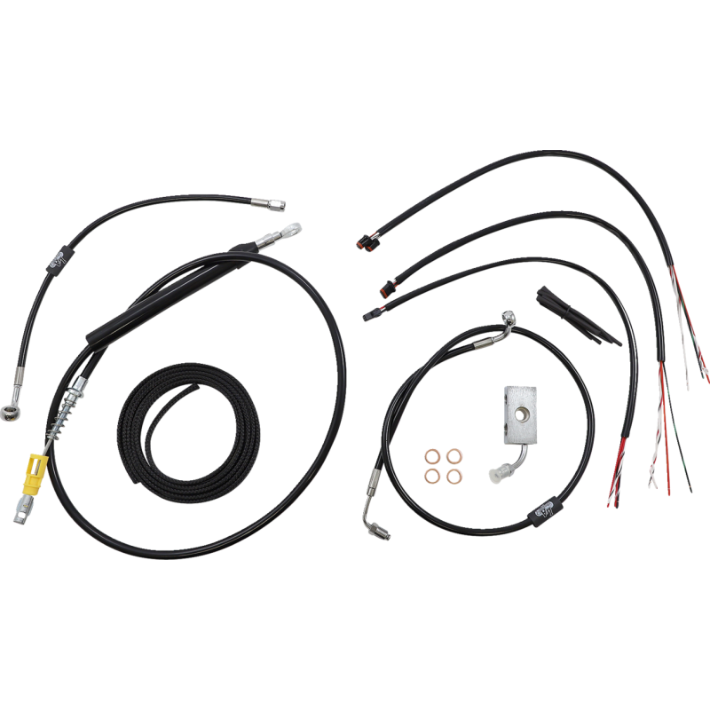 LA Choppers Black Vinyl/Stainless Braided Complete Kit for 18-24 Softail w/ ABS (15-17in.)