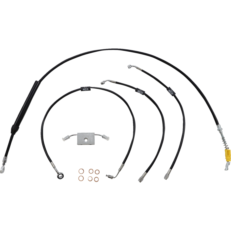 LA Choppers Black Vinyl/Stainless Braided Standard Kit for 18-24 FXLRS/FXFB/FXFBS w/ ABS (12-14in.)