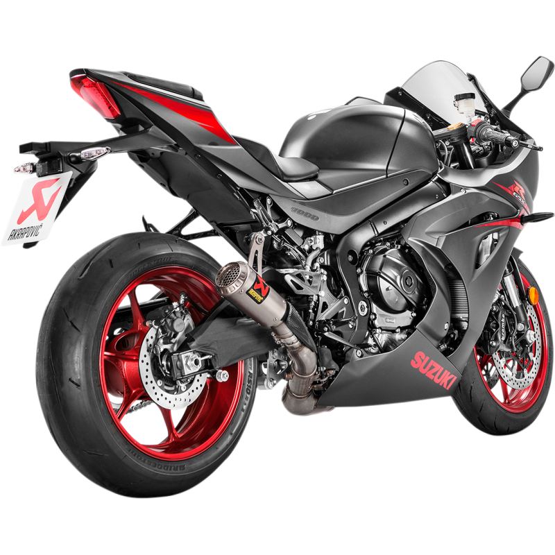 Akrapovič Single Titanium Muffler w/ Titanium End Cap (Race) for Suzuki GSX-R1000 17-25