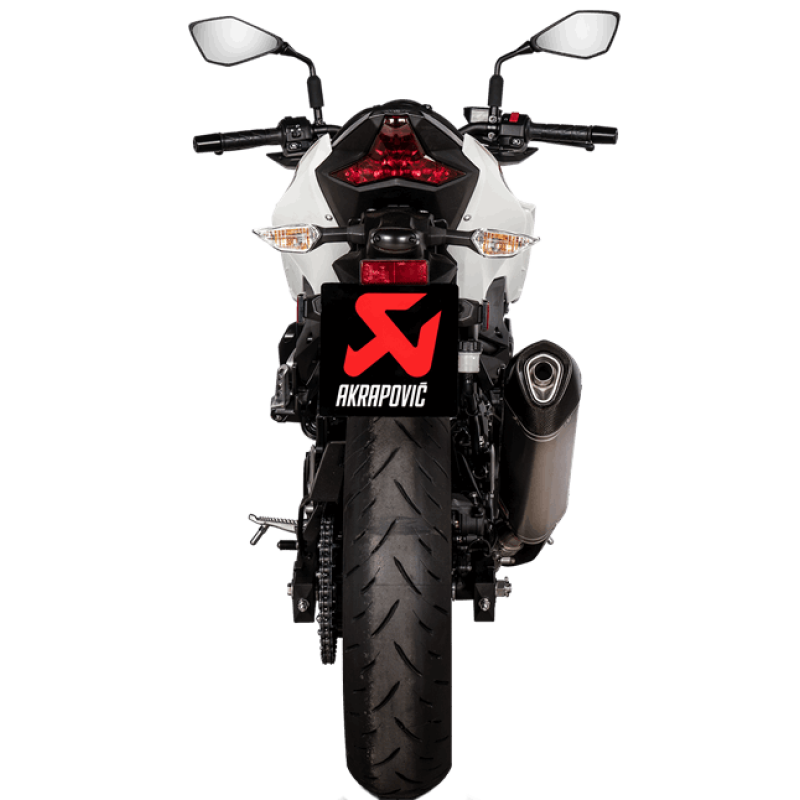 Akrapovič Single Titanium Muffler w/ Carbon End Cap for Kawasaki EX400 Ninja 400 18-25, Z400 19-25