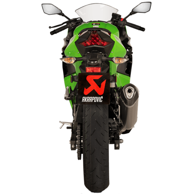 Akrapovič Single Titanium Muffler w/ Carbon End Cap for Kawasaki EX400 Ninja 400 18-25, Z400 19-25