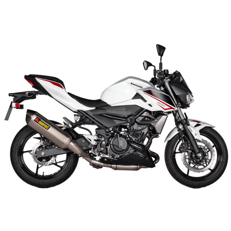 Akrapovič Single Titanium Muffler w/ Carbon End Cap for Kawasaki EX400 Ninja 400 18-25, Z400 19-25