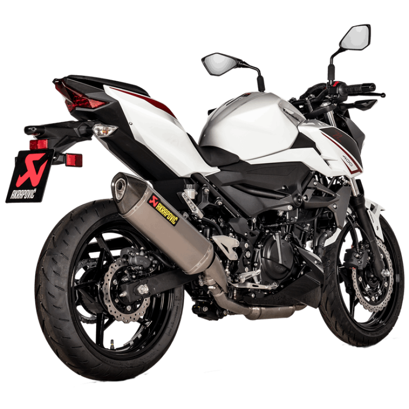 Akrapovič Single Titanium Muffler w/ Carbon End Cap for Kawasaki EX400 Ninja 400 18-25, Z400 19-25