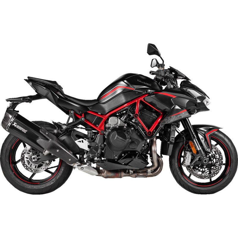 Akrapovič Single Black Titanium Muffler w/ Carbon End Cap for Kawasaki Z H2 20-24