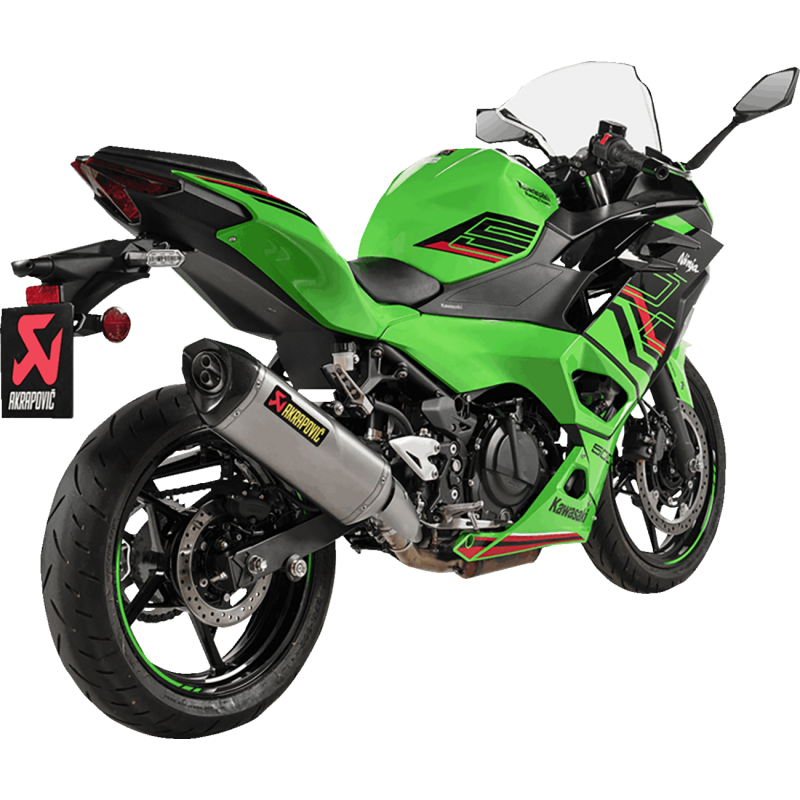 Akrapovič Single Titanium Muffler w/ Carbon End Cap for Kawasaki EX500 Ninja 500 24, Z500 24