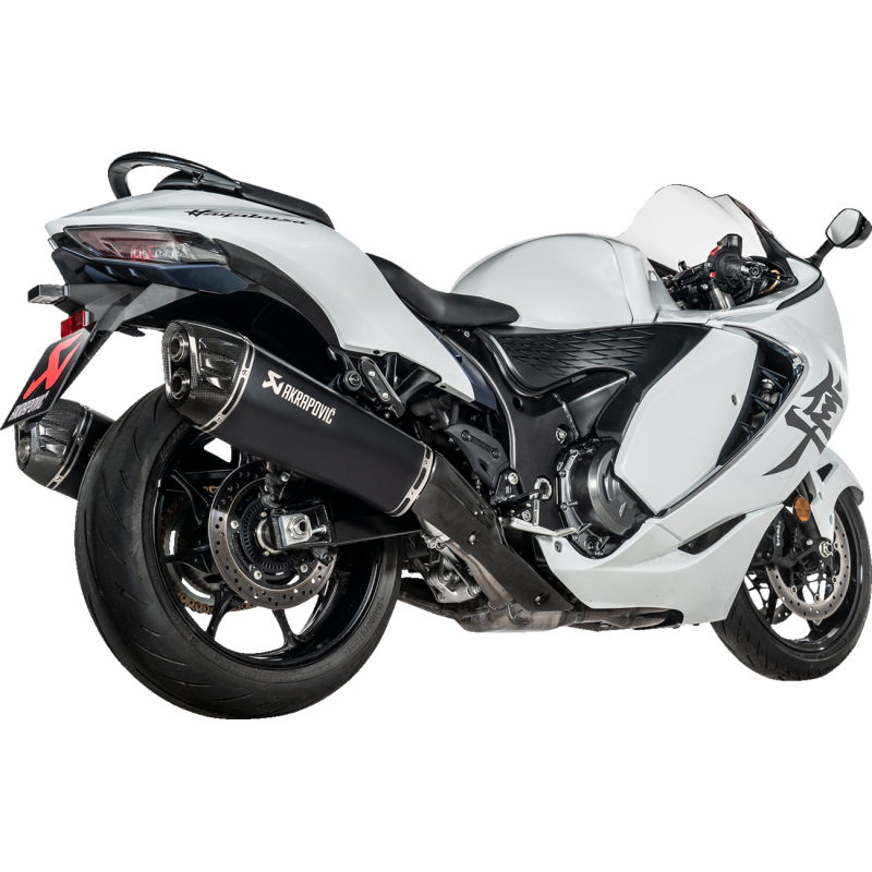 Akrapovič Dual Black Titanium Mufflers w/ Carbon End Caps for Suzuki GSX1300R Hayabusa 21-25