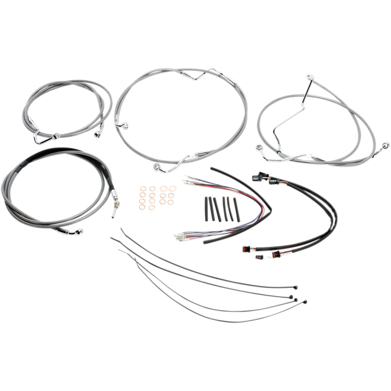 XR Stainless w/ Chrome Fittings DOT Handlebar Installation Kit, 12"-14" Apes