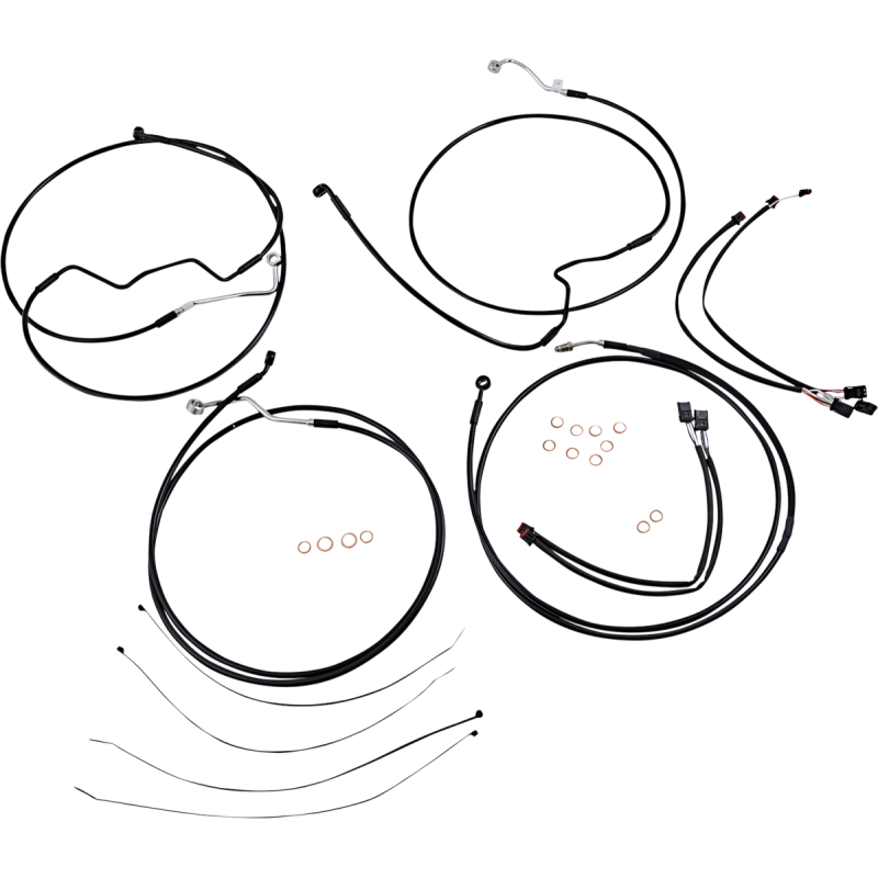 XR Black w/ Black Fittings DOT Handlebar Installation Kit, 15"-17" Apes