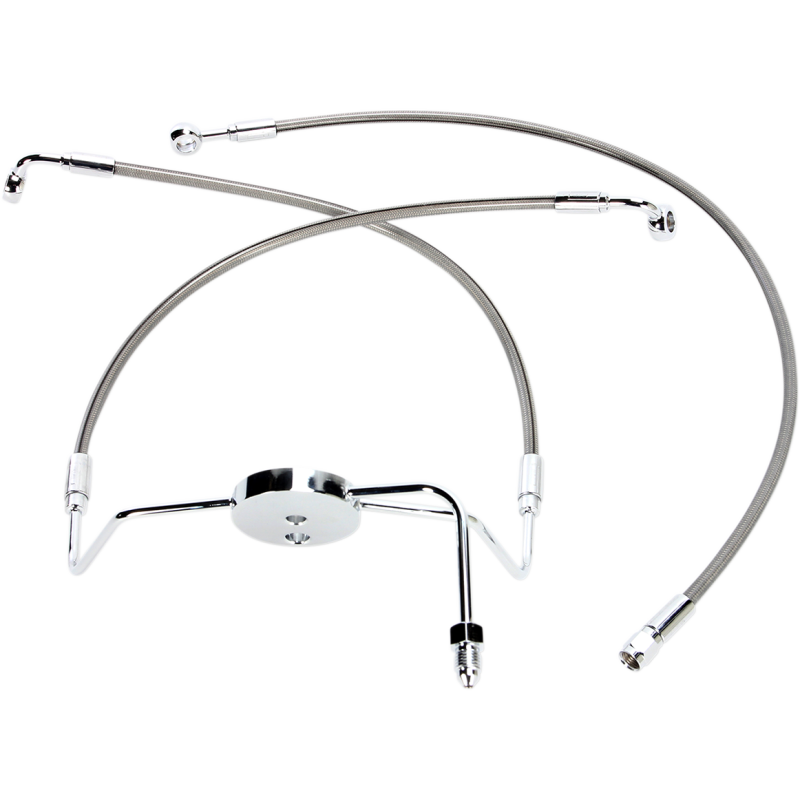 Stainless w/ Chrome Fittings +4" Front Brake Line Kit for 99-07 FLHR/I