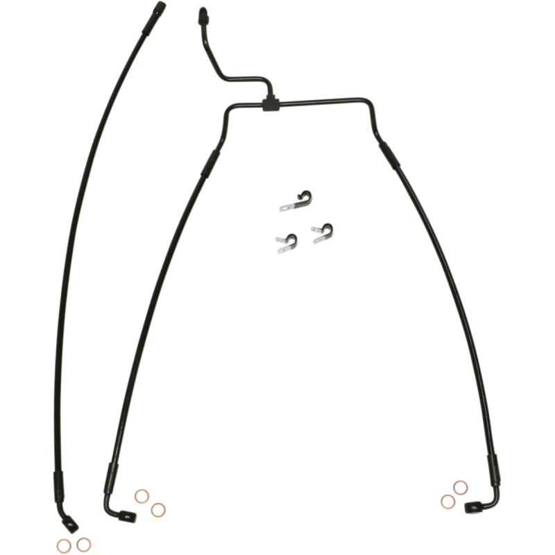 Black w/ Black Fittings Stock Front Brake Line Kit for 14-19 FLHR